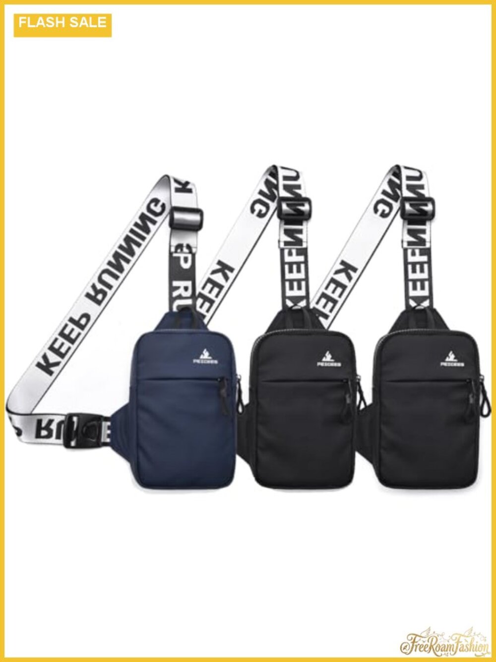 Nylon Crossbody Sling Bag Chest Bag Dual Pocket Water Resistant Fanny Pack